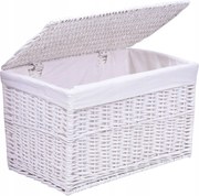 Fehér Vesszőfonott Láda Mosókosár Ruháknak Fehér Tároló Doboz Láda 105L