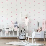 INSPIO Púder rózsaszín pöttyök falra