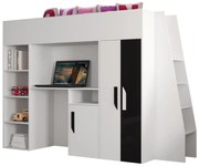 Kombinált gyerekágy 90 cm Puro 15 (matt fehér + fényes fehér + fényes fekete). 1087096