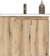 Piramida EURIDIKA fali fürdőszobabútor - műmárvány mosdóval -2 ajtós - PINO TÖLGY - 65 x 48 x 53 cm