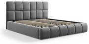 Szürke bársony kárpitozott ágyneműtartós franciaágy ágyráccsal 200x200 cm Bellis – Micadoni