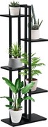 Outsunny 5-Tier Belső és Külső Növénytartó MDF-ből és Acélból, 40x22x113 cm, Fekete | Aosom