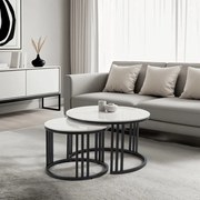 Dohányzóasztal szett Fehér márvány/Fekete Színben. JERRY