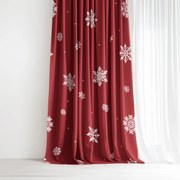 Goldea pamut drapéria - hópelyhek piros alapon 140x150 cm