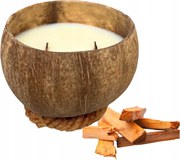 Kókusz illatgyertya KM12R Szantál HandMade Fa Kanóc