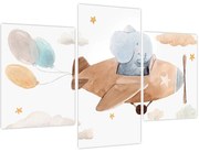 Kép - Akvarell elefánt egy repülőgépen (90x60 cm)