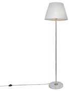 Retro állólámpa sárgarézzel és pliszé árnyékolóval krémszínű 45 cm - Kaso