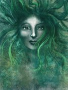 Illusztráció Magical woman with green hair - Digital Painting, unikatdesign