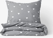 Goldea pamut ágyneműhuzat - szívecskék, szürke alapon 140 x 200 és 70 x 90 cm