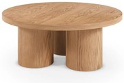 Natúr színű kerek dohányzóasztal tölgyfa dekorral ø 100 cm Arancha – MOME