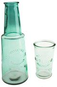 Zöld üveg kancsó pohárral, 800 ml - Dakls