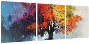 Kép - Színes fa (órával) (90x30 cm)