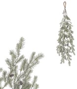 Műanyag, lelógó lucfenyő ág tobozokkal, 100 cm, fagyos
