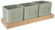 Orion Fém virágcserepek alátéttel Greenish, 37 x13,5 x 12 cm