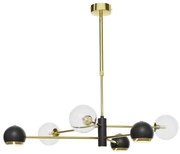 Jupiter 1967 - Csillár rúdon MOKA 3xGU10/10W/230V + 3xG9/10W/230V arany/fekete/átlátszó