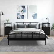 2 db fekete szerelt fa éjjeliszekrény 41 x 31 x 80 cm