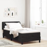 Box Spring Ágy Matraccal Sötétszürke 80x200 cm Bársonyos Fekete