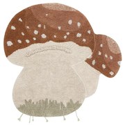 Téglavörös-krémszínű mosható kézi szövésű pamut gyerek szőnyeg 120x120 cm Boletus – Lorena Canals