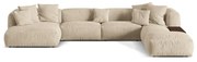 Bézs bársony moduláris sarokkanapé (jobb oldali-U alakú) Martina – Micadoni