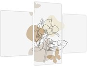 Kép - Bézs virágok pillangóval N⁰1 (90x60 cm)