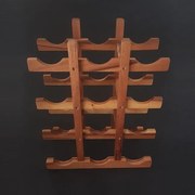 Rusztikus fa bortartó állvány 12 palackos