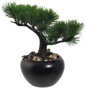 Mű bonsai Fenyő  virágcserépben, zöld, 19cm