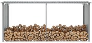 vidaXL szürke horganyzott acél kerti tűzifatároló 330 x 92 x 153 cm