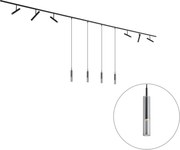 Modern fekete sínrendszer 6 spotlámpával és 4 fekete függőlámpával, 1 fázisú - Slimline Avery Loyce