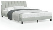világosszürke bársony ágykeret LED-ekkel matrac nélkül Hanko 120 x 200 cm