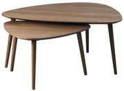 Barna dohányzóasztal szett tölgyfa dekorral 2 db-os 70x100 cm Adda – Unique Furniture