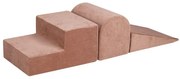 Bézs bársony habszivacs játszótér 3 db-os magasság 30 cm 45x143 cm Montessori – Meowbaby