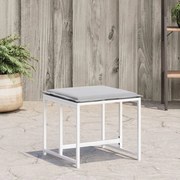 4 db fehér acél és textilén kerti ülőke párnákkal