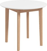 HOMCOM Étkezőasztal, Kerek Konyhai Asztal 2 Férőhellyel, Vidéki Stílusú Étkezőasztal, Nappaliba, Tömbfenyőből, Ø75 x 76 cm, Fehér | Aosom