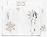 Goldea pamut reggeliző alátét - hópelyhek fehéren - 2db 30 x 40 cm