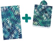 Strandkészlet BORNEO – Fürdőlepedő 100×180 cm és poncsó 80×145 cm, sötétkék