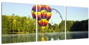 Hőlégballon a tónál képe (órával) (90x30 cm)