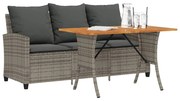 3 személyes szürke polyrattan kerti kanapé asztallal&amp;párnával