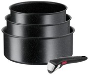 Indukciós tűzhelyhez alkalmas alumínium edénykészlet tapadásmentes bevonattal, levehető nyéllel, 3 db-os INGENIO Black stone L3998902 – Tefal