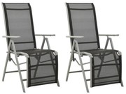 2 db ezüst textilén és alumínium kerti fekvőszék