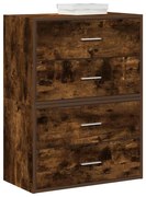 2 db füstölt tölgy szerelt fa szekrény 2 fiókkal 60 x 31 x 40cm