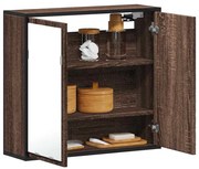 barna tölgy szerelt fa tükrös fürdőszobaszekrény 65x20x60 cm