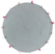 Világosszürke kerek szőnyeg ø 90 cm Pompomparty – douceur d'intérieur