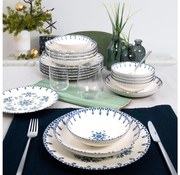 24 darabos porcelán étkészlet, fehér/kék