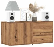 kézműves tölgy színű szerelt fa TV-szekrény 80x34x35,5 cm