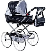 Játék Retro babakocsi 2az1-ben New Baby Natálka fehér - fekete