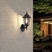 Kültéri fali lámpa fekete mozgásérzékelővel IP44 - New Haven Hammered