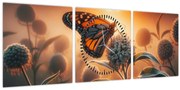Kép – Pillangó a lenyugvó napban (órával) (90x30 cm)