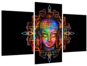 Kép - Buddha mellszobra neon színekben (90x60 cm)