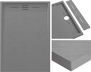 Szürke Téglalap Alakú Zuhanytálca 100 x 80 CM Viva Kompozit