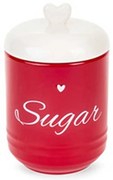 Kerámia konyhai tárolóedény piros szíves cukor